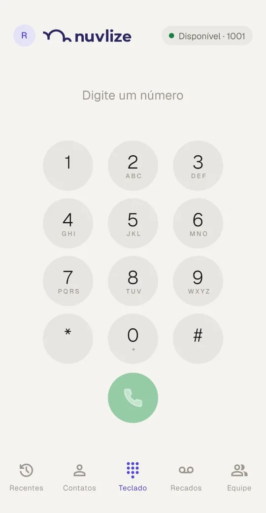 Teclado do app Nuvlize