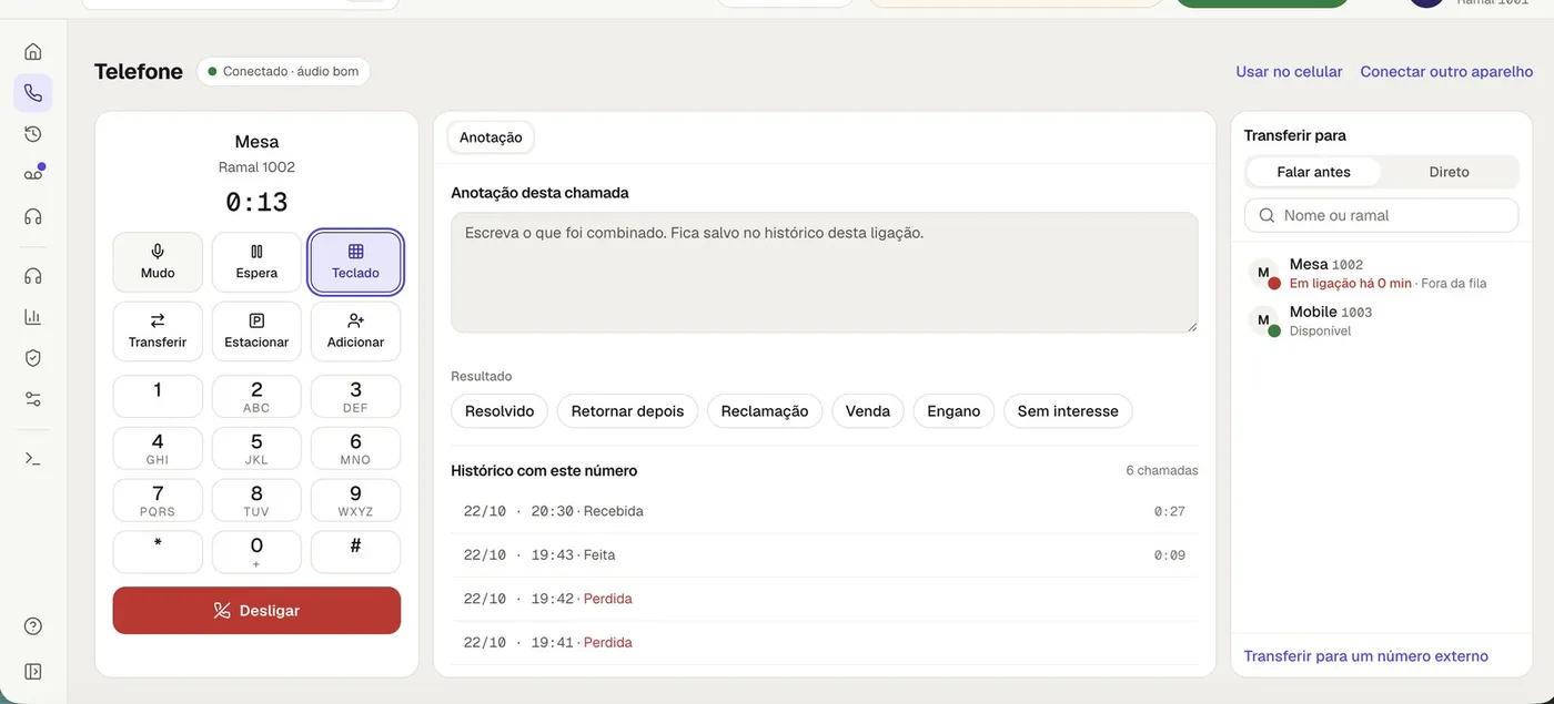 Ligação no navegador Nuvlize